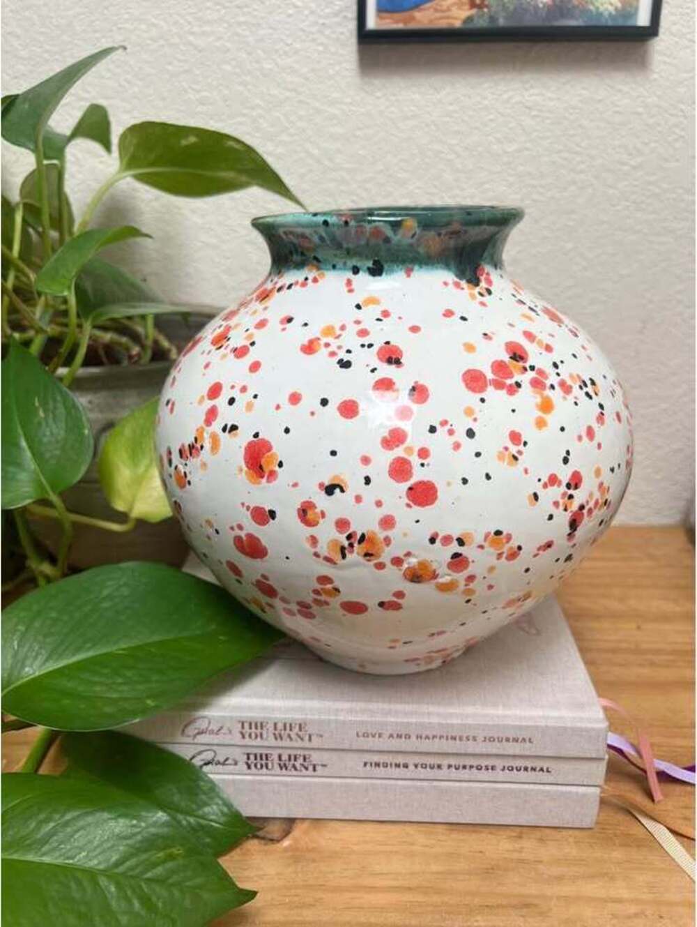 Vtg Ceramic Speckled Glazed Pot Pottery Made in Bisbee Signed Guillermo Aguilar